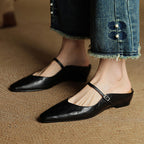 Women's Closed Toe Cowhide Summer Slippers Aurélia