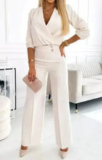 V-neck Top And Two-button Trousers 2-piece Suit Aurélia
