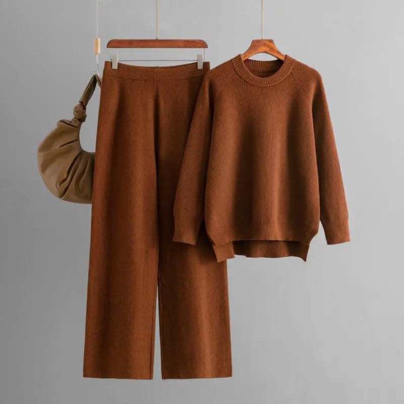Knit Long Sleeves Top Wide-leg Pants 2pcs Sets Aurélia