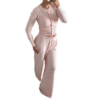 Crew-Neck Button Top And Knitted Pants Aurélia