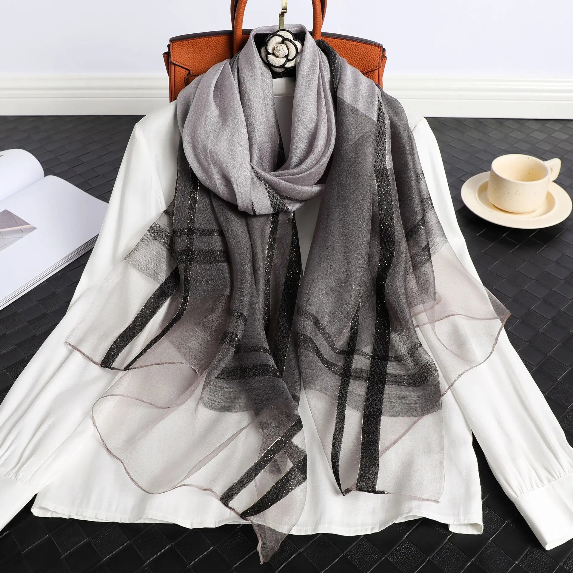Silk Plaid Scarf Aurélia