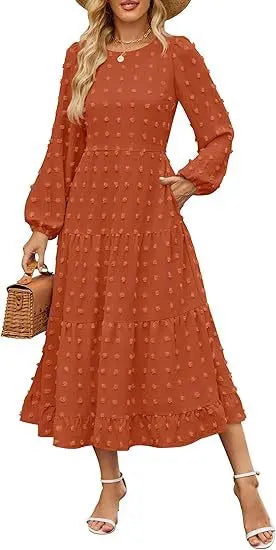 Round Neck Long Sleeve Dress Aurélia