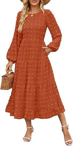 Round Neck Long Sleeve Dress Aurélia