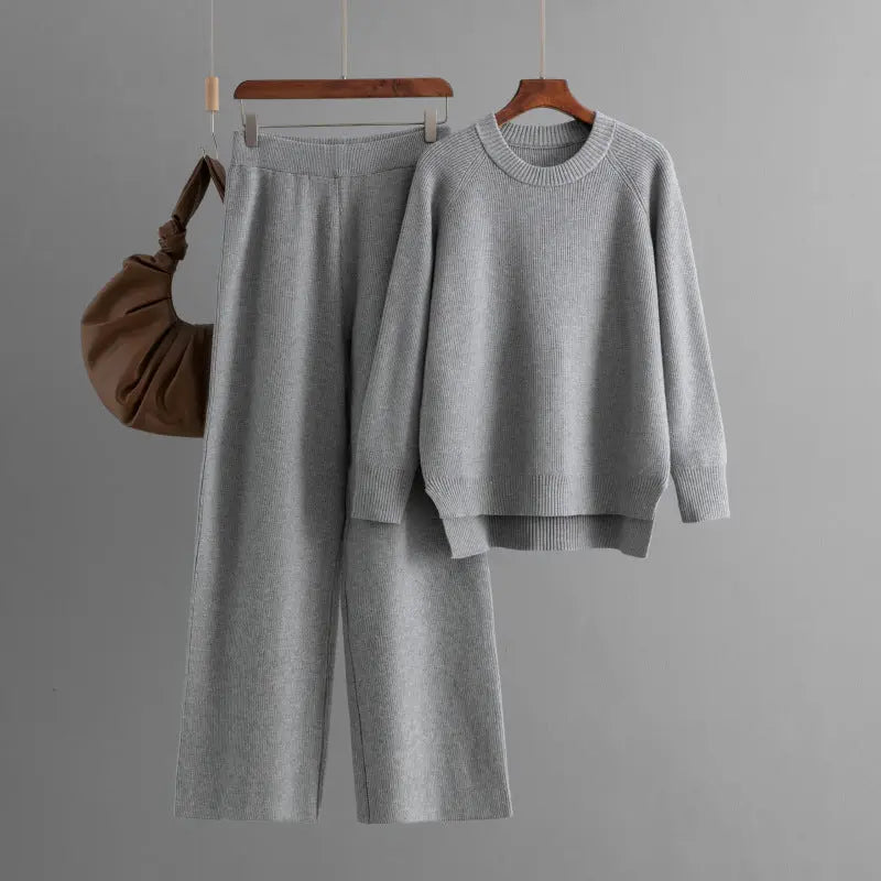 Knit Long Sleeves Top Wide-leg Pants 2pcs Sets Aurélia