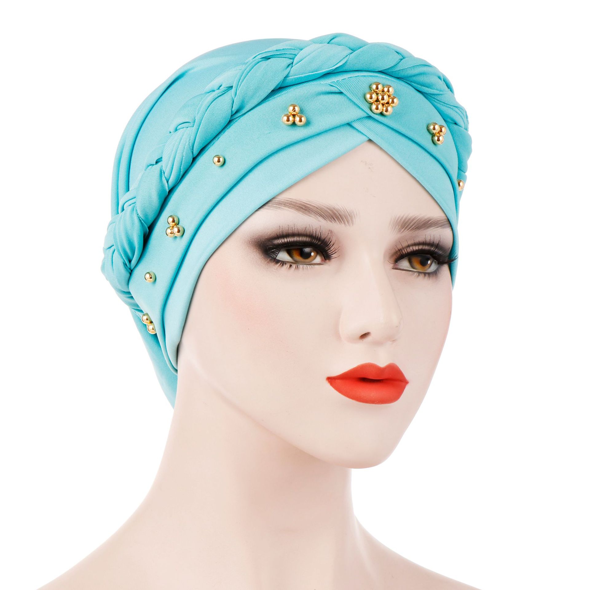 Milk silk Fascinator beaded Women turban