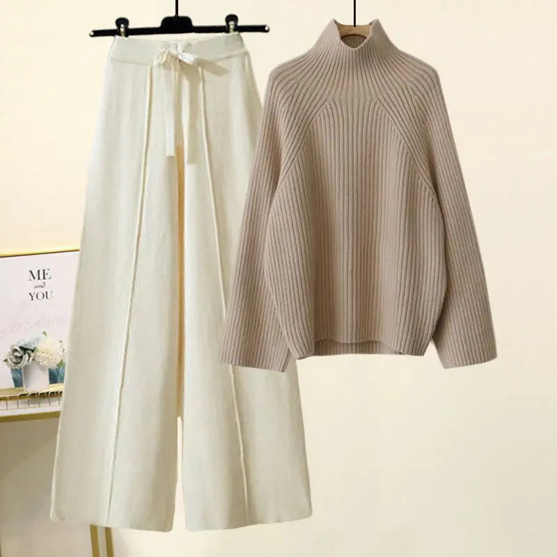 Sweater Lace-up Drooping Wide Leg Pants Suit Aurélia