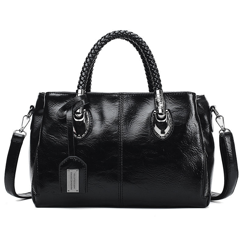 Vintage Oil Wax Premium Leather Luxury Women Travel Handbag