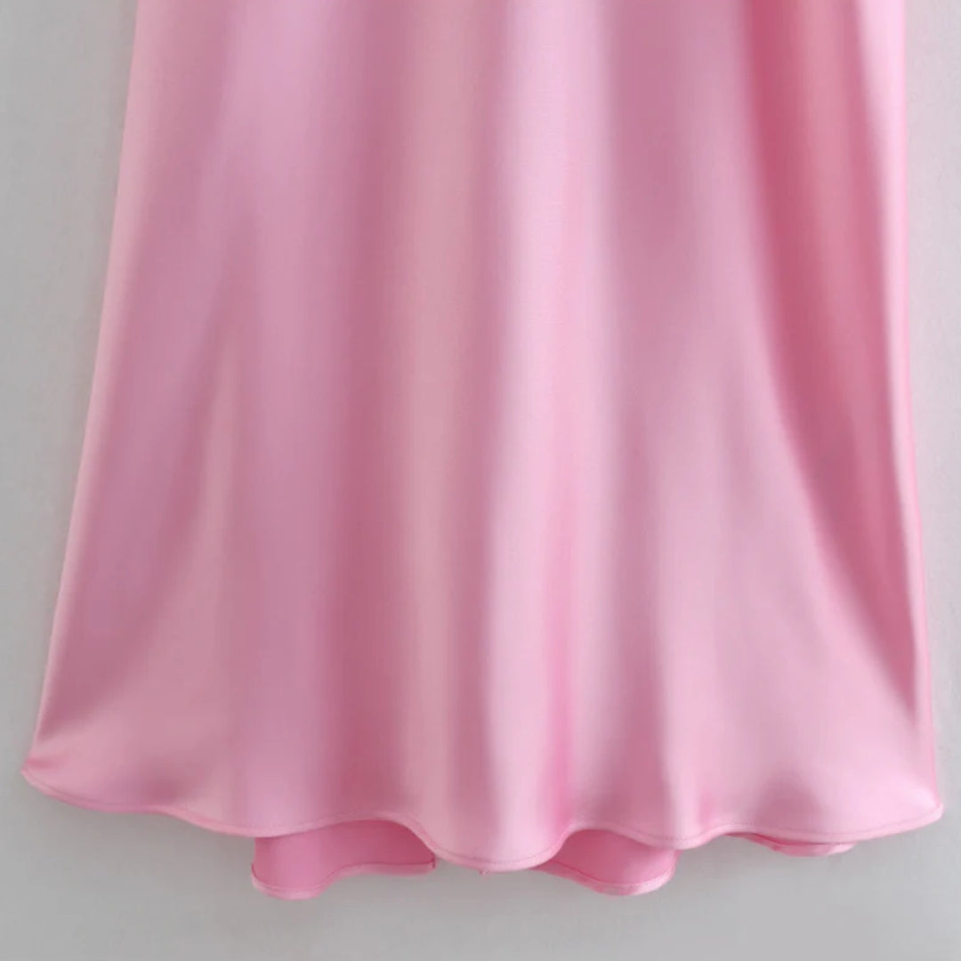 Blush Satin Maxi Dress