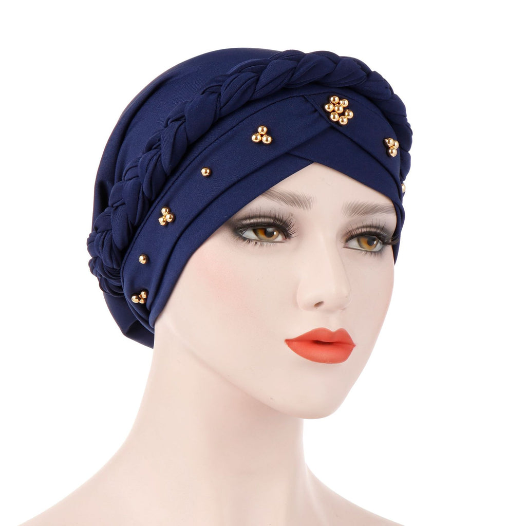 Milk silk Fascinator beaded Women turban
