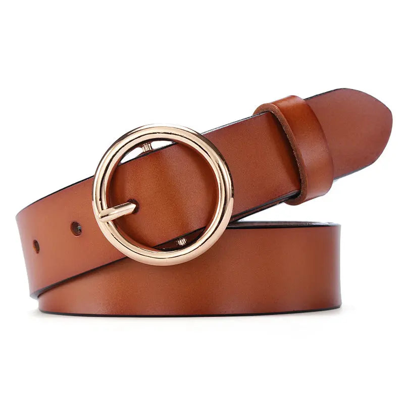 Round Buckle Belt Leather Belt Aurélia