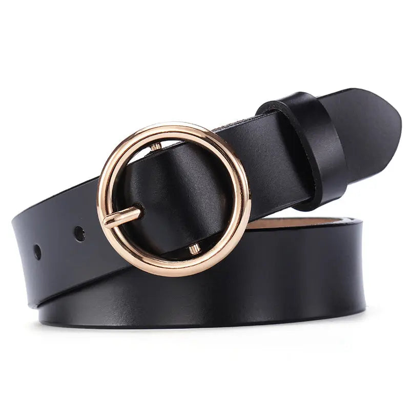 Round Buckle Belt Leather Belt Aurélia