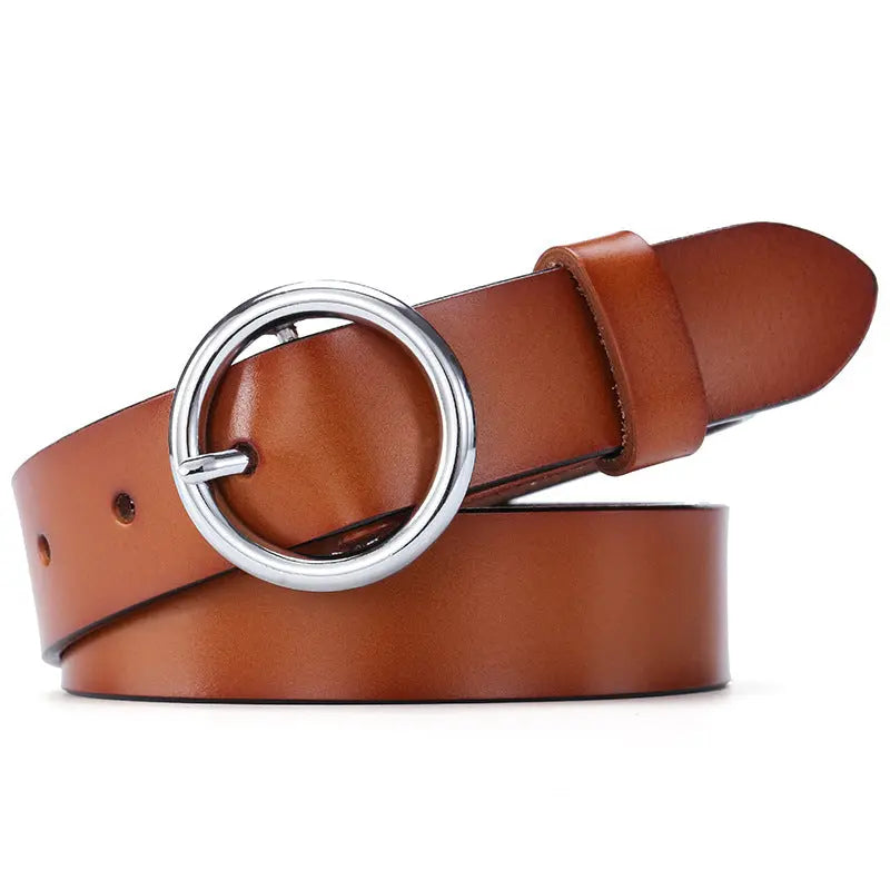 Round Buckle Belt Leather Belt Aurélia