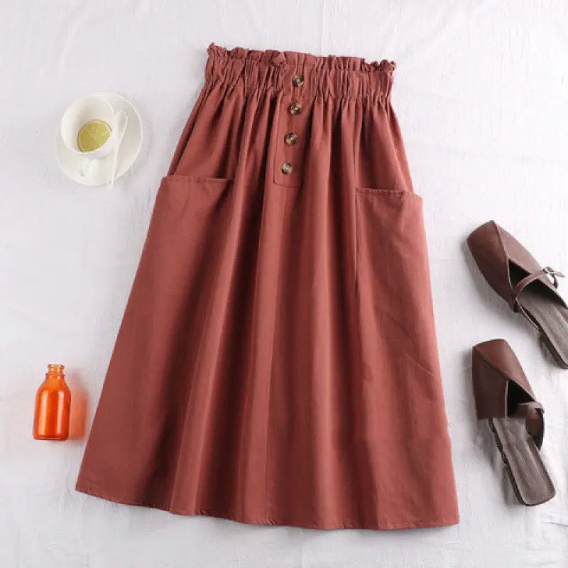 Cotton Linen Utility Skirt With Pockets Aurélia