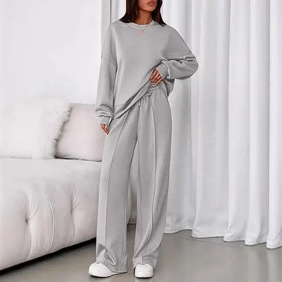 Long-sleeve And Straight Leg Pants Set Aurélia