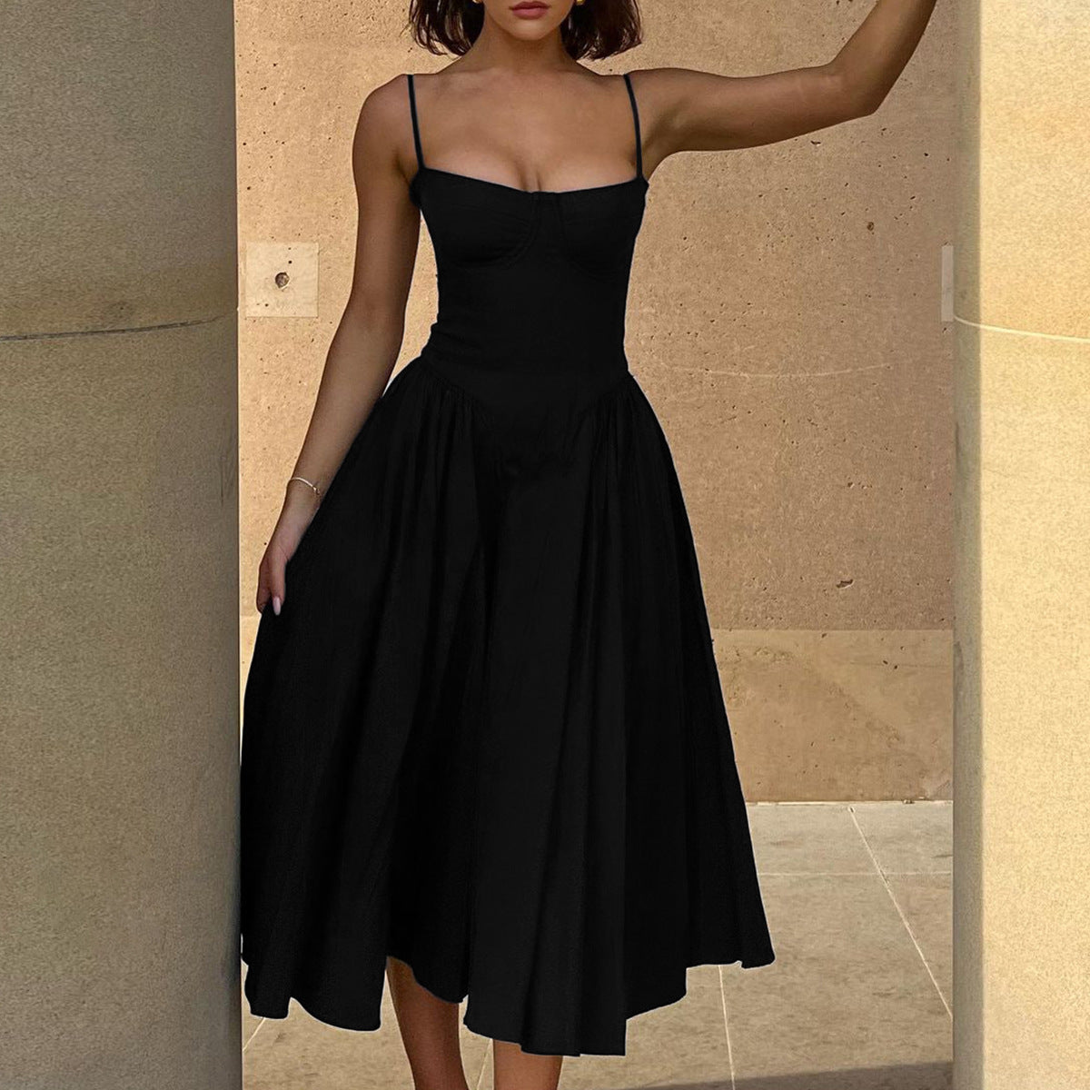 Spicy Slip Dress With Waist-Cinching Design, Slimming Backless Style For Women Aurélia