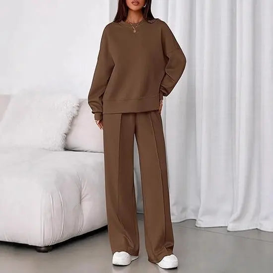 Long-sleeve And Straight Leg Pants Set Aurélia