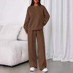 Long-sleeve And Straight Leg Pants Set Aurélia