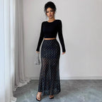 Shimmery Sequin Doublelayer Mesh Highwaist Skirt Aurélia