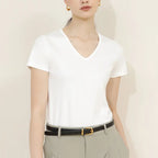 V-neck Short-sleeve Top -100% Cotton Aurélia
