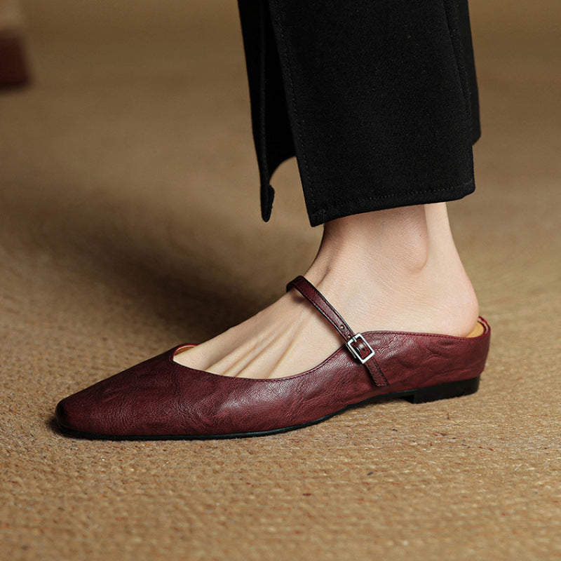 Women's Closed Toe Cowhide Summer Slippers Aurélia