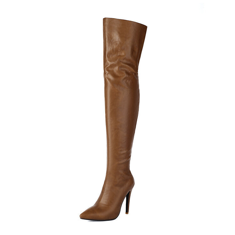 Pointed-toe Back-zip Stiletto-heel Over-the-knee Patent Leather Boots Aurélia