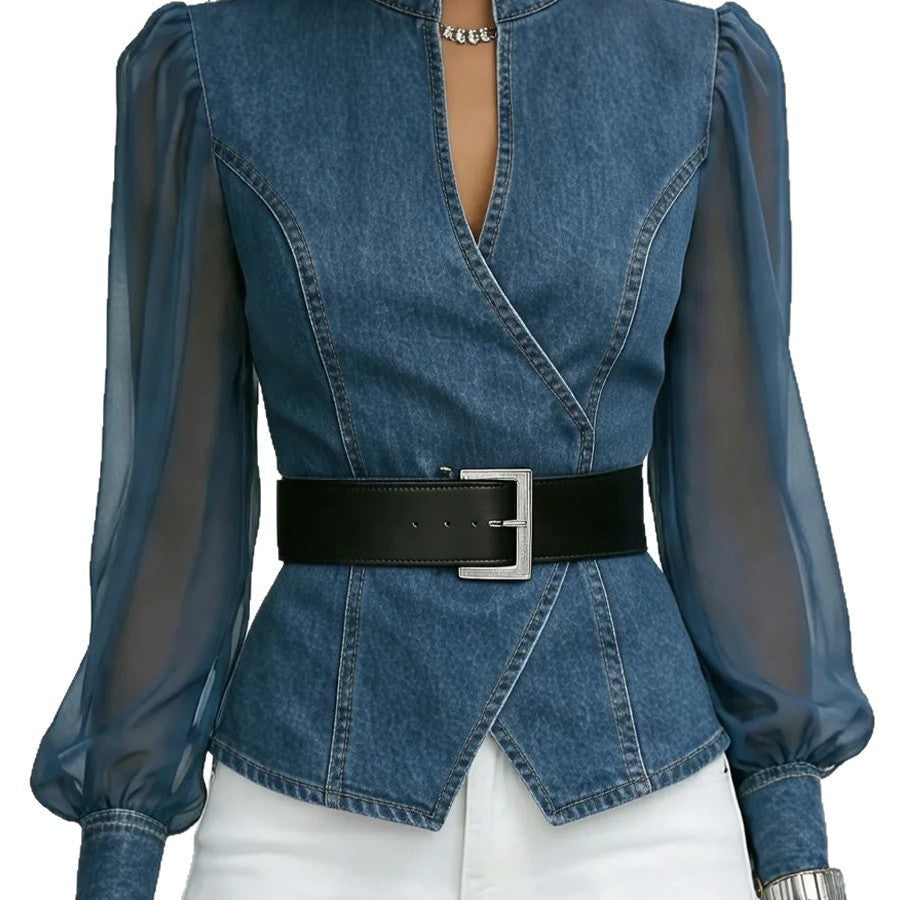 Denim Wrap Top Aurélia