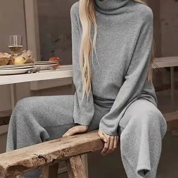 High Neck Sweater And Ankle Length Pant 2-pcs Suits Knitted Aurélia