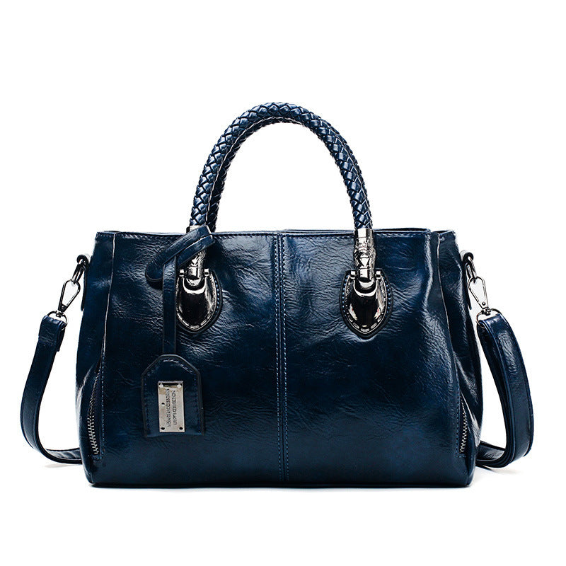 Vintage Oil Wax Premium Leather Luxury Women Travel Handbag