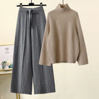 Sweater Lace-up Drooping Wide Leg Pants Suit Aurélia