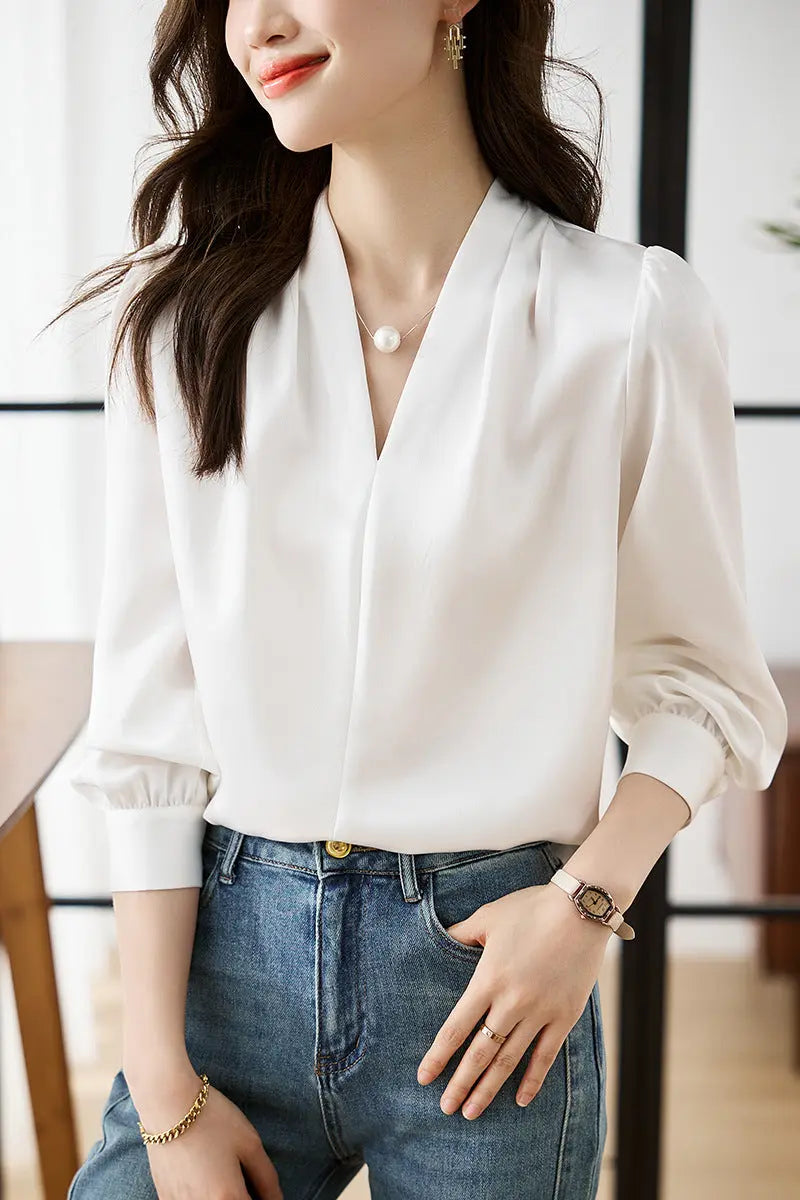 Chiffon V-neck Blouse Aurélia