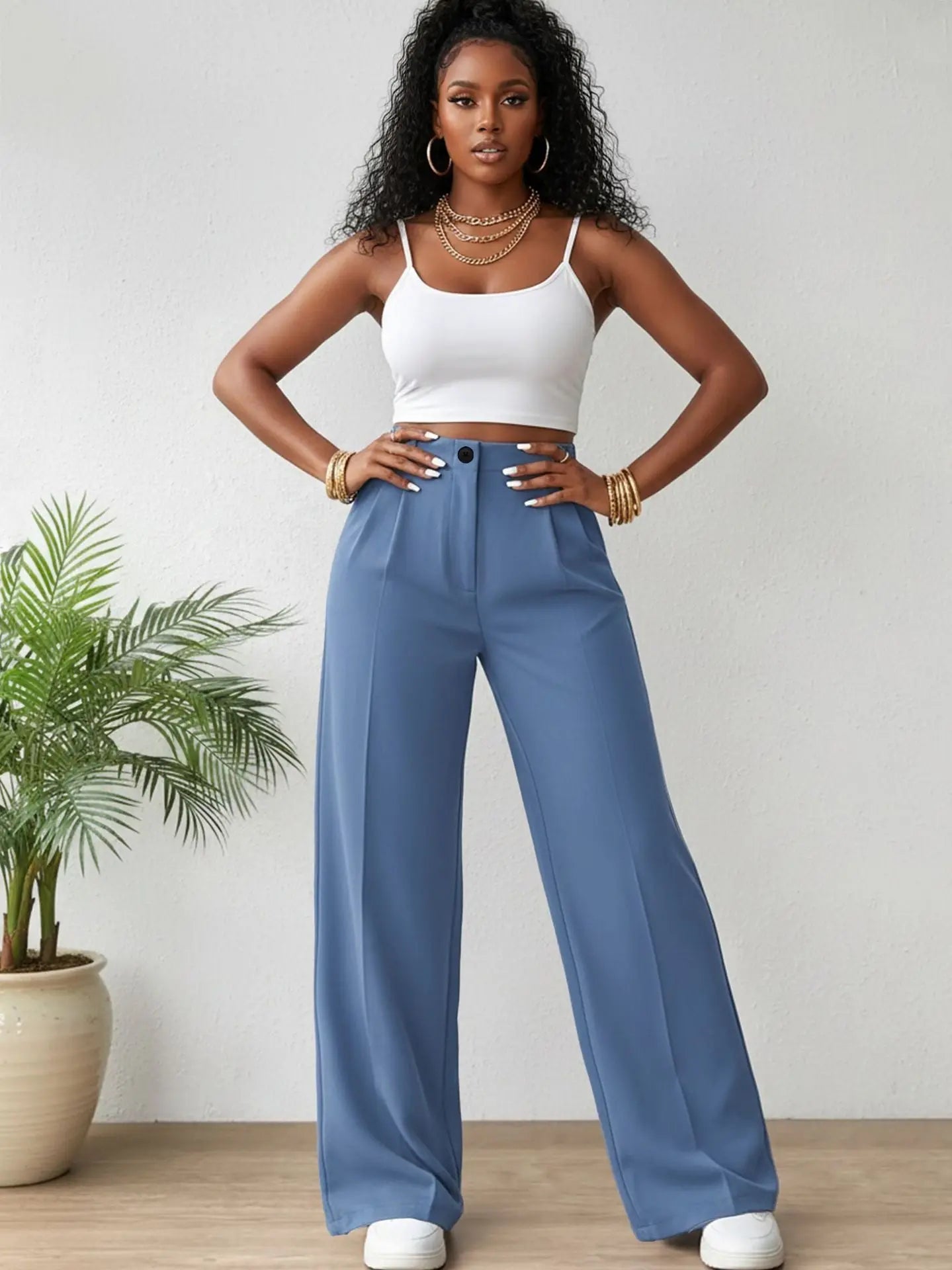American-style Versatile  Draping Straight-leg Pants Aurélia