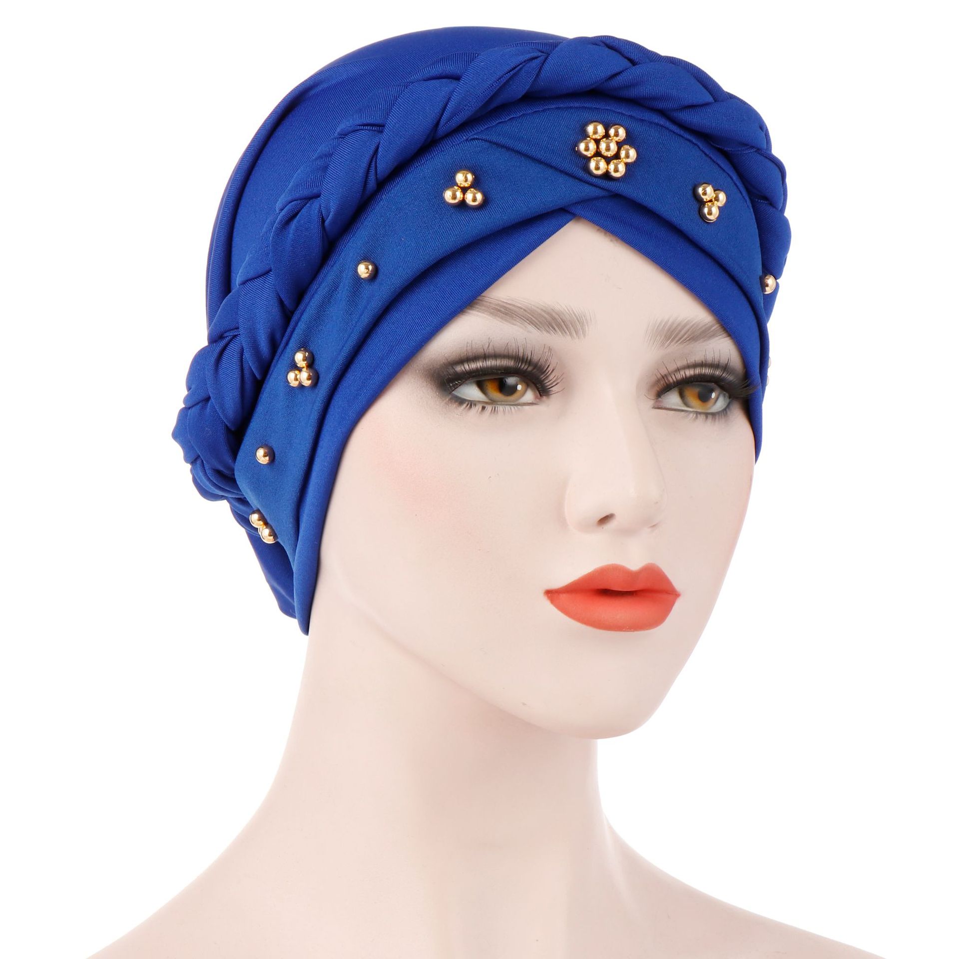 Milk silk Fascinator beaded Women turban