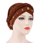 Milk silk Fascinator beaded Women turban