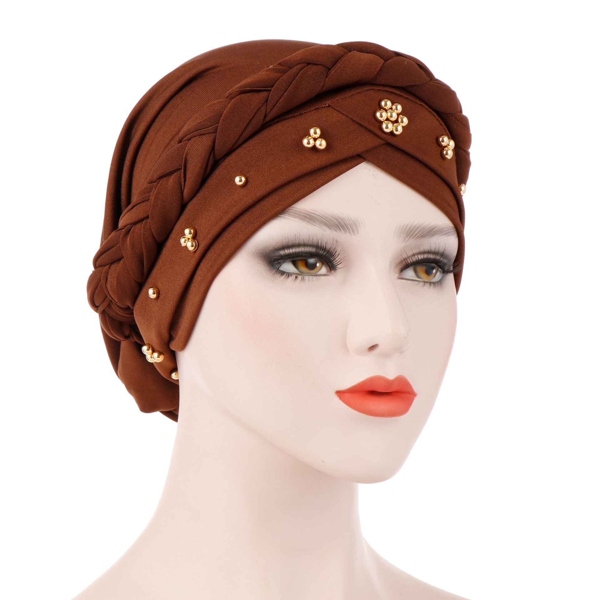 Milk silk Fascinator beaded Women turban