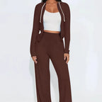 Color-Block Hooded Top And Straight Pants Set Aurélia