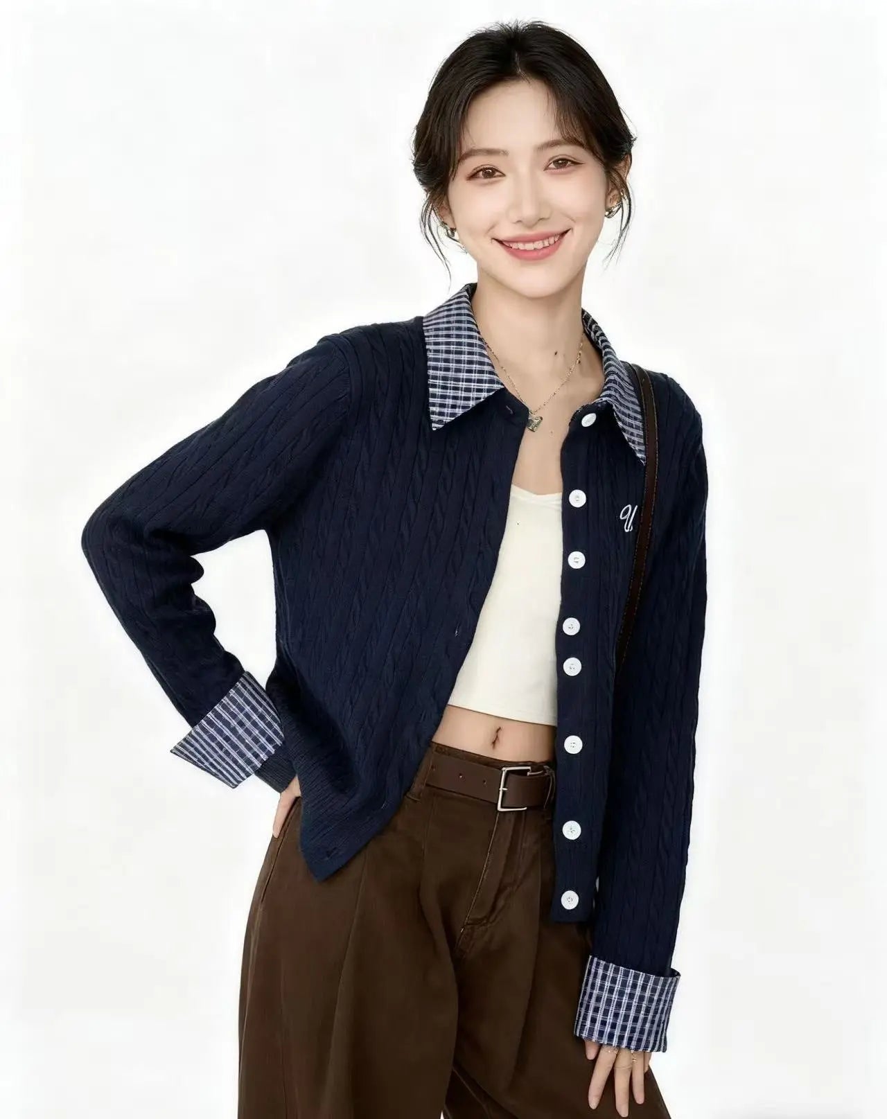 Plaid Knitted Sweater Aurélia