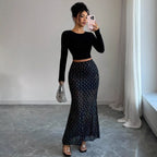 Shimmery Sequin Doublelayer Mesh Highwaist Skirt Aurélia