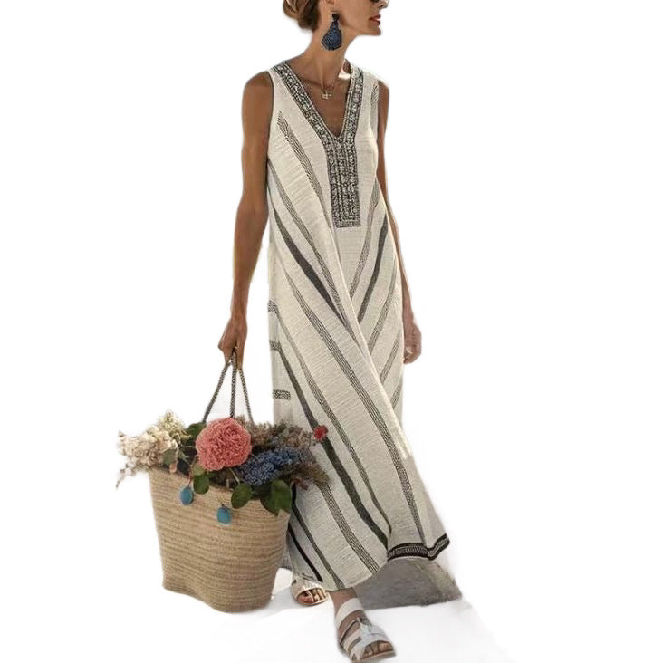 Striped Sleeveless Beach  Dress Aurélia