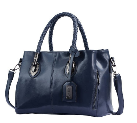 Vintage Oil Wax Premium Leather Luxury Women Travel Handbag