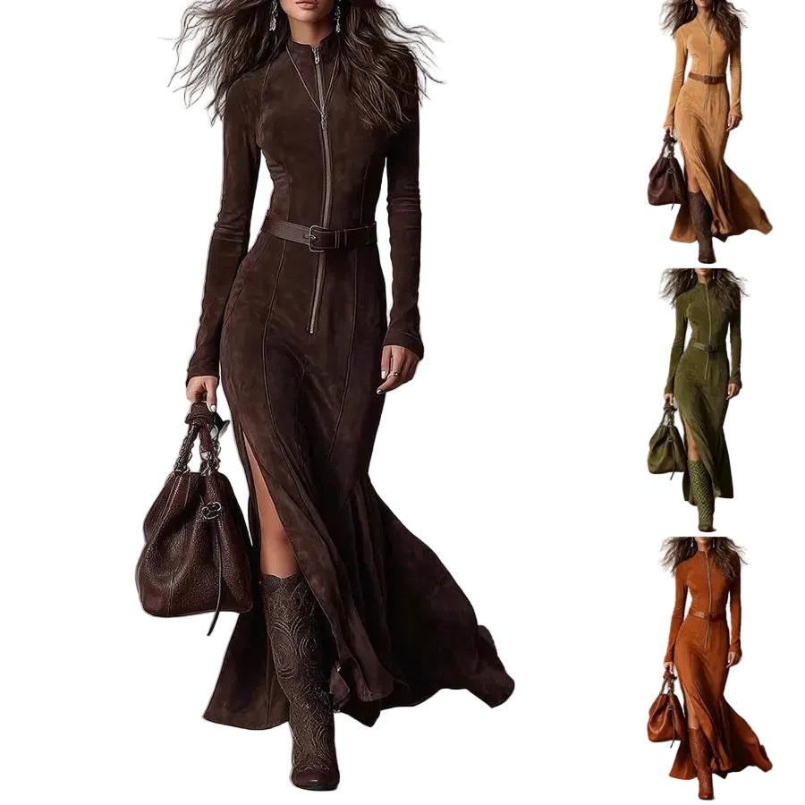 Cowboy Zip Up Split-Side Dress Aurélia