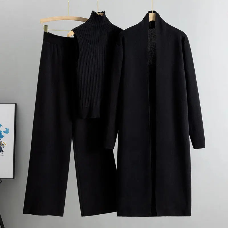 Knitted Vest Long Sweater And Wide-leg Pants 3pcs Suits Aurélia