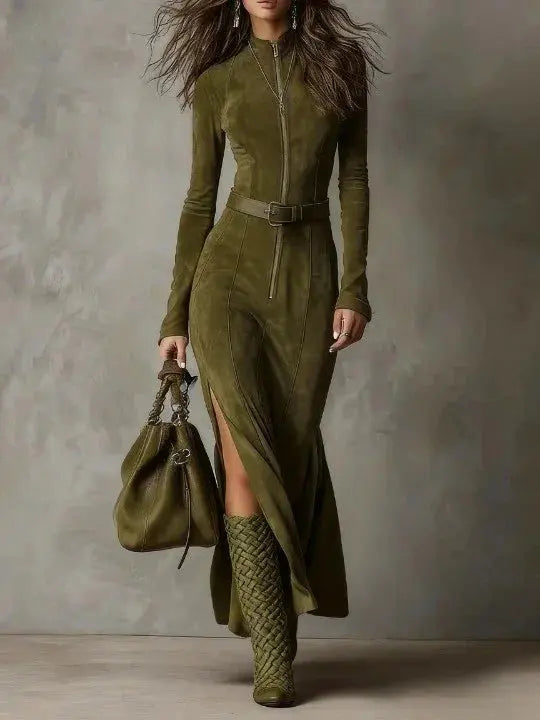 Cowboy Zip Up Split-Side Dress Aurélia