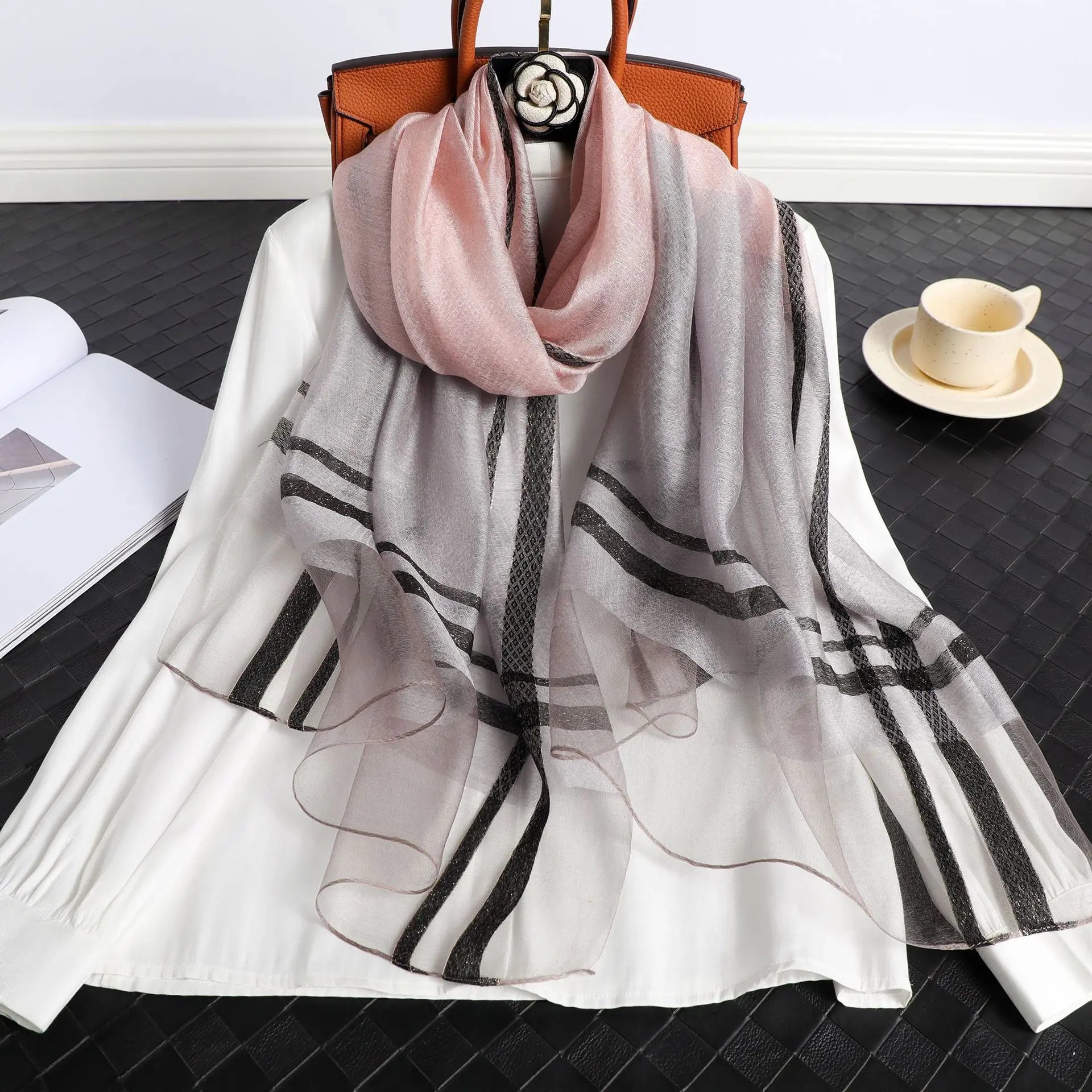 Silk Plaid Scarf Aurélia