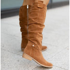 Low-Heel Side-Zip Plus-Size Suede Over-the-Knee Womens Boots Aurélia