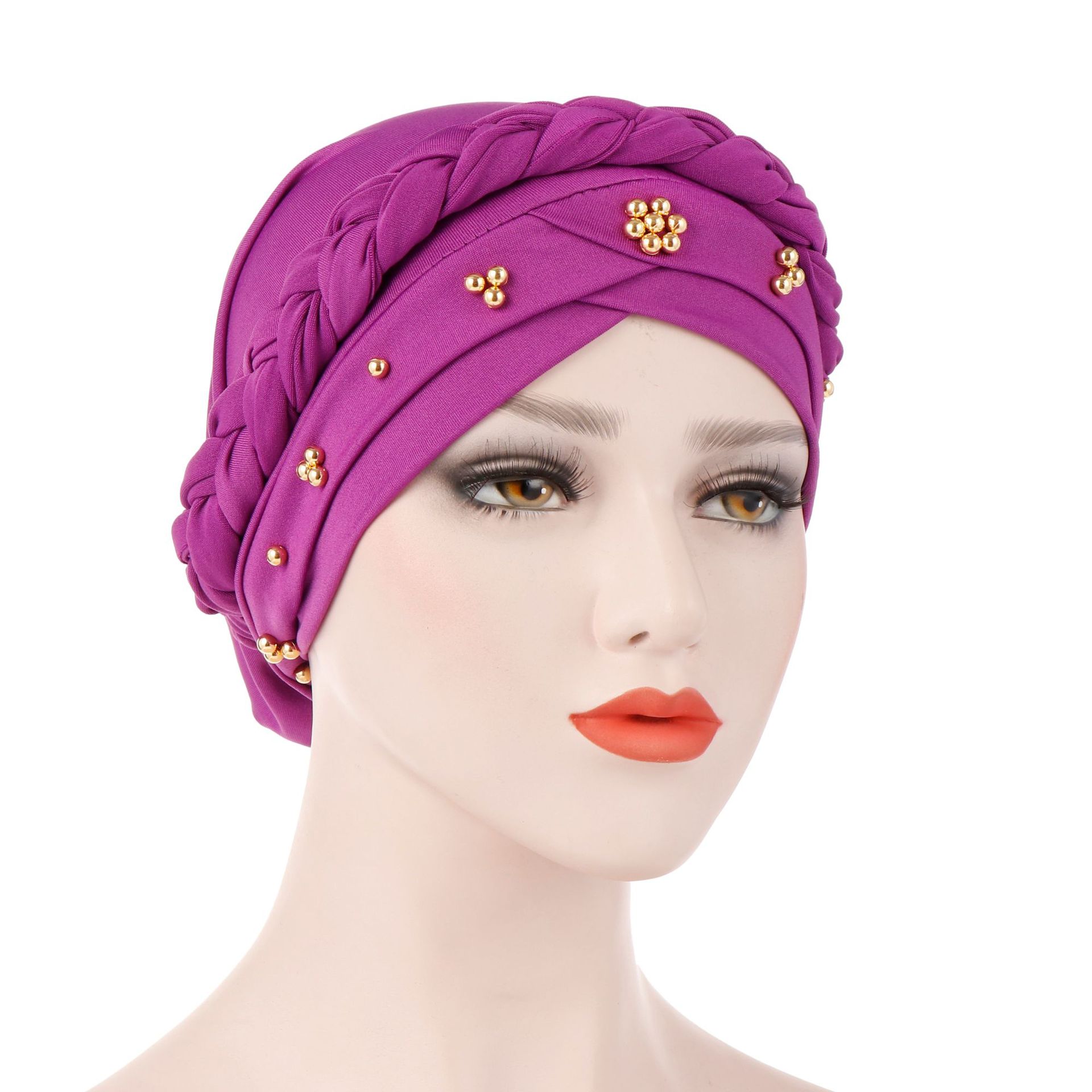 Milk silk Fascinator beaded Women turban