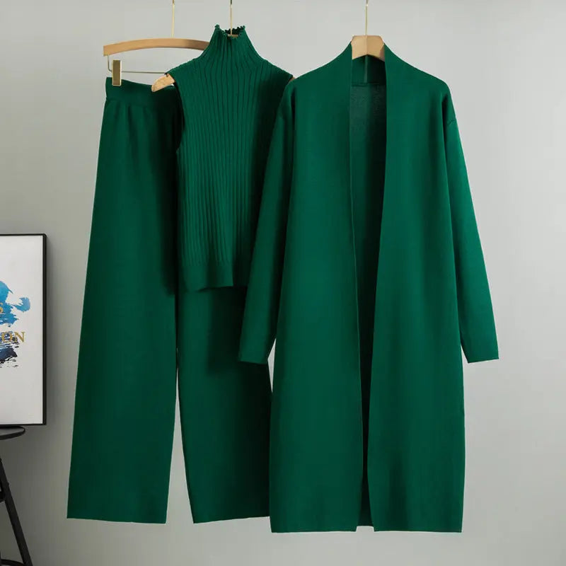 Knitted Vest Long Sweater And Wide-leg Pants 3pcs Suits Aurélia