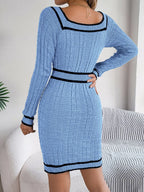 Square Neck Long Sleeve Sweater Dress Aurélia