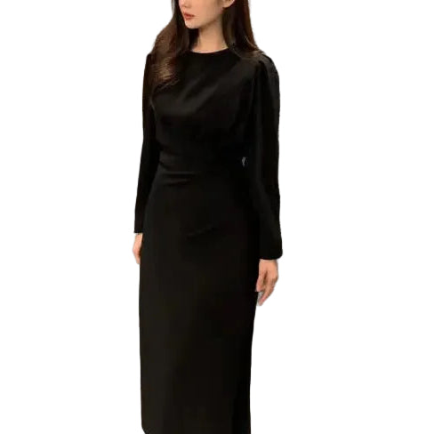 Pleated Long Sleeve Dress Aurélia
