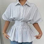 Striped Cinched-waist Top Aurélia
