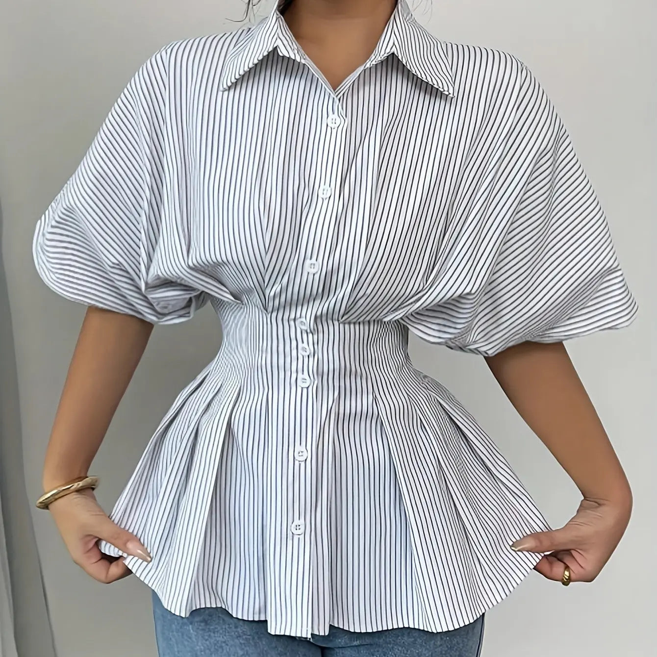 Striped Cinched-waist Top Aurélia